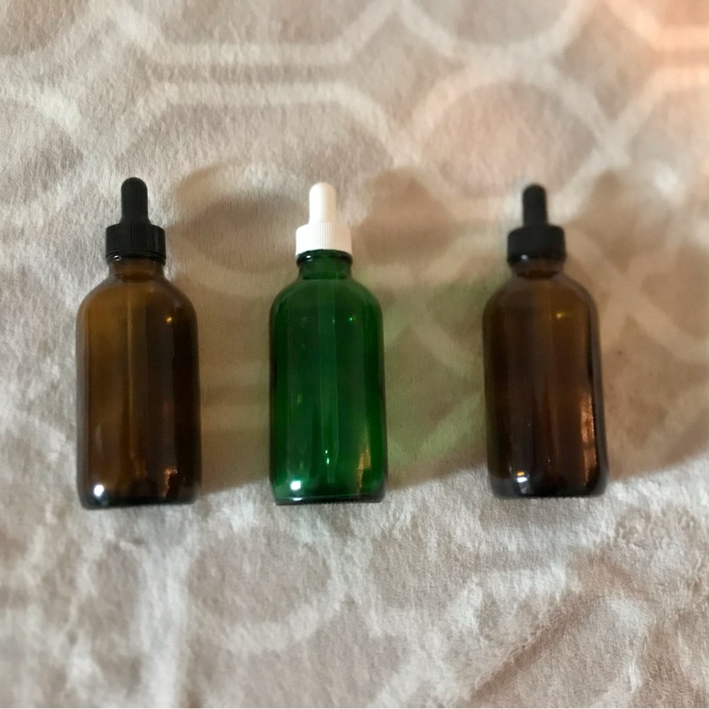 Set of Three Glass Dropper Bottles